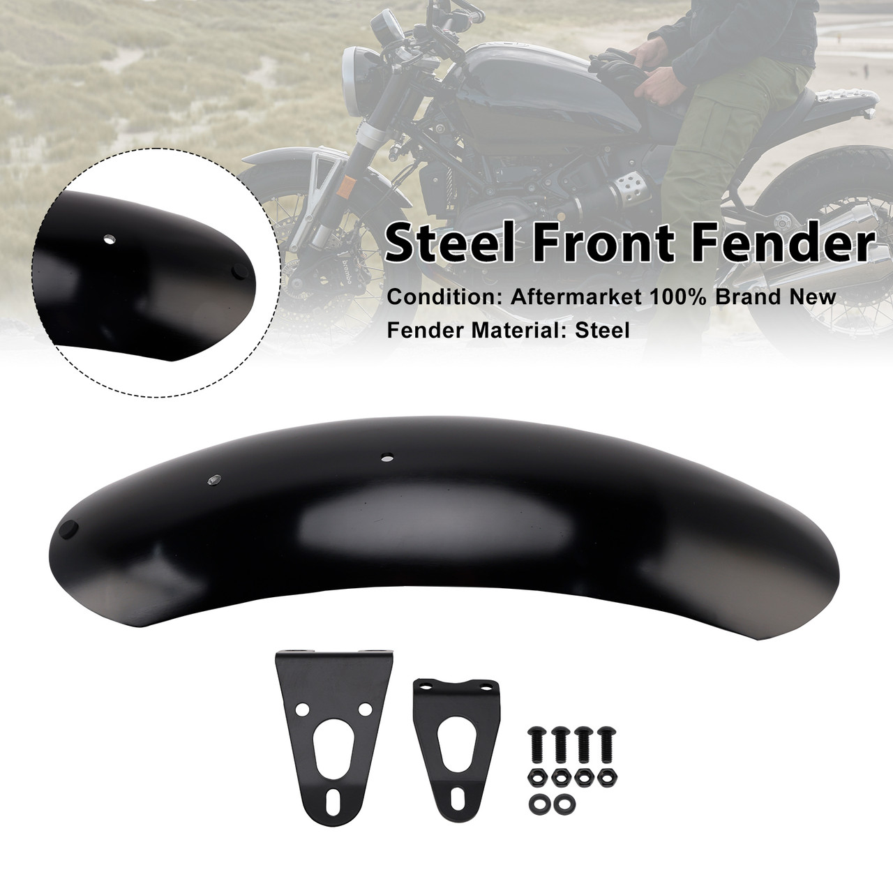2024-2025 BMW R12 Steel Front Fender Black Generic