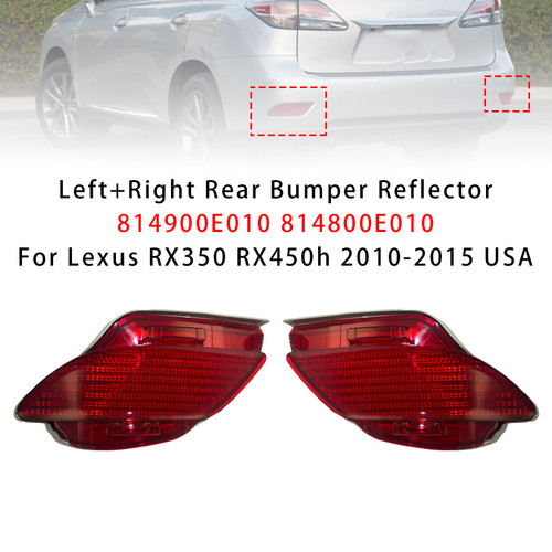 2010-2015 Lexus RX450h Base Sportdesign Left+Right Rear Bumper Reflector 814900E010 814800E010 Red Generic