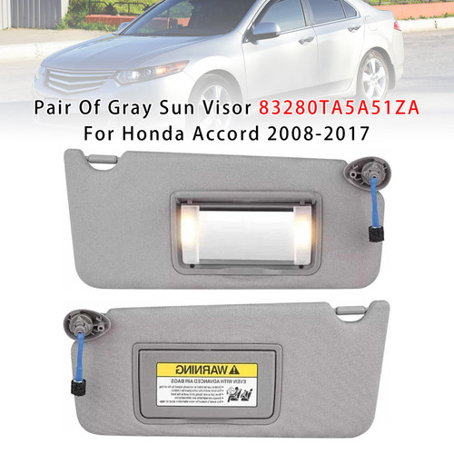 2008-2017 Honda Accord Pair Of Gray Sun Visor 83280TA5A51ZA Generic