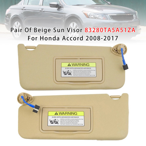2008-2017 Honda Accord Pair Of Beige Sun Visor 83280TA5A51ZA Generic