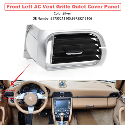 2004-2012 Porsche Carrea Targa GT2 GT3 997 Front Left AC Vent Grille Oulet Cover Panel Silver Generic