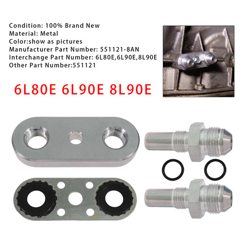 6L80E 6L90E 8L90E Transmission Cooler Line Adapter Plate with 8AN Fittings Seal