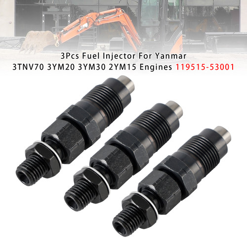 Yanmar 3TNV70 3YM20 3YM30 2YM15 Engines 3Pcs Fuel Injector 119515-53001 Generic