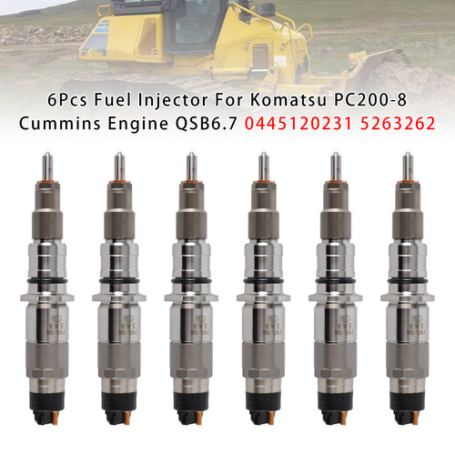 Komatsu PC200-8 Cummins Engine QSB6.7 6Pcs Fuel Injector 0445120059 Generic