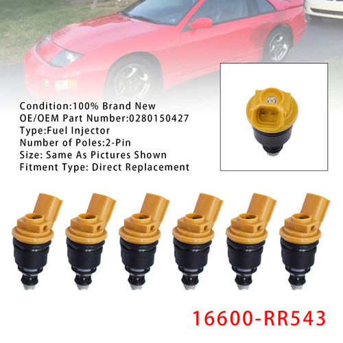 1990-1996 Nissan 300ZX Twin Turbo 3.0L V6 6Pcs Fuel Injector 16600-RR543 Generic