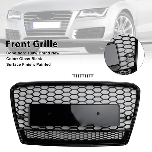 2012-2015 Audi A7/S7 RS7 Style Honeycomb Mesh Front Grille Black Generic