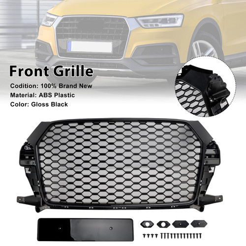 2016-2018 Audi Q3 8U Facelift RSQ3 Style Front Honeycomb Grille Gloss Black Generic
