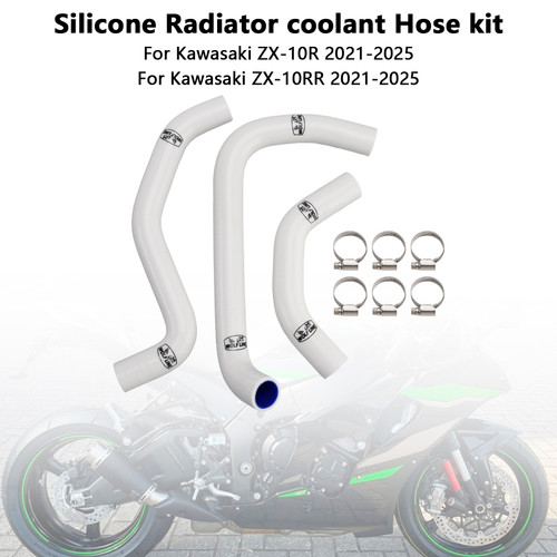2021-2025 Kawasaki ZX-10R ZX-10RR Silicone Radiator coolant Hose kit White Generic