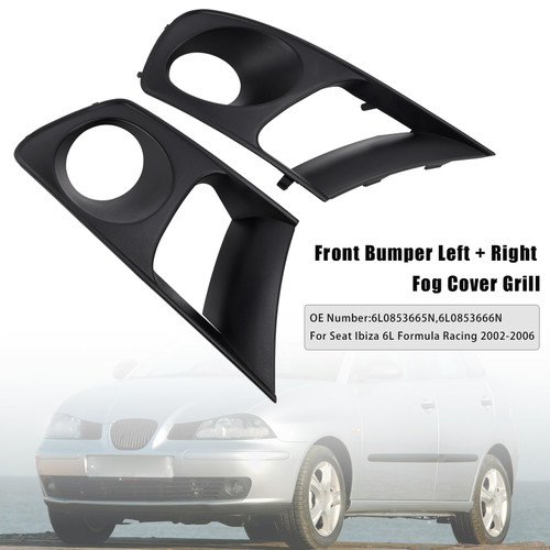 2002-2006 Seat Ibiza 6L Formula Racing Front Bumper Left + Right Fog Cover Grille Generic