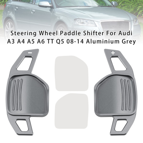 2008-2014 Audi A3 A4 A5 A6 TT Q5 Steering Wheel Paddle Shifter Aluminium Grey Generic