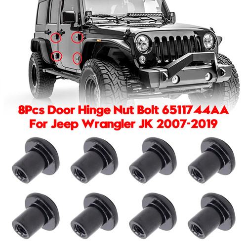 2007-2021 Jeep Wrangler JK 8Pcs Door Hinge Nut Bolt 6511744AA Generic