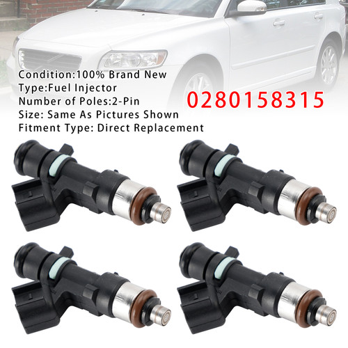 2004-2016 Volvo S40 S60 V50 V60 C30 C70 XC60 XC70 4Pcs Fuel Injector 0280158315 Generic