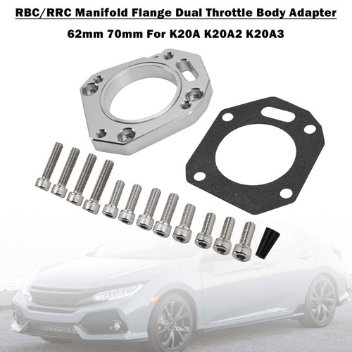 RBC/RRC Manifold Flange Dual Throttle Body Adapter 62mm 70mm For K20A K20A2 K20A3