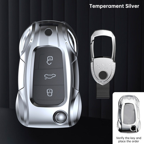 VW Polo Skoda Leather Alloy Zinc Car Key Silvery Case Cover Generic