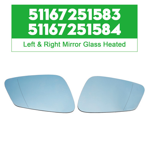 2008-2018 BMW 5 6 7 series Left & Right Mirror Glass Heated 51167251583 51167251584 Generic