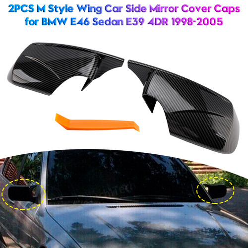 2001-2005 BMW 3 Series E46 Hatchback 2PCS M Style Wing Car Side Mirror Cover Caps Carbon Generic