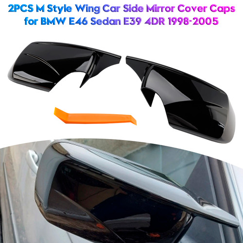 2001-2005 BMW 3 Series E46 Hatchback 2PCS M Style Wing Car Side Mirror Cover Caps Black Generic