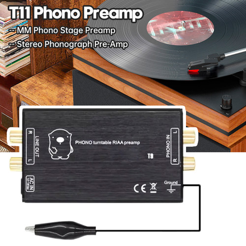 T11 Phono Preamp Preamplifier MM Phono Stage Preamp LP Vinyl Record Player Turntable Stereo Phonograph Pre-Amp AU