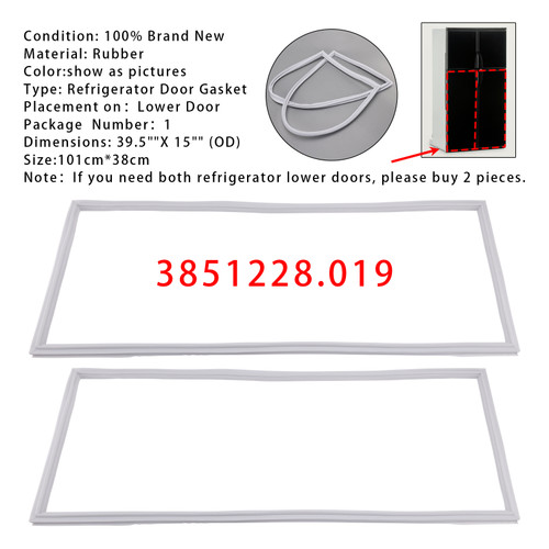 2PCS RV Refrigerator Door Gasket 3851228019.(push in type) Lower Door For Dometic RM1350