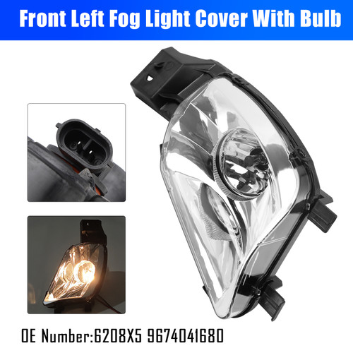 2007-2014 PEUGEOT 308 Front Left Fog Light Cover With Bulb 6208X5 9674041680 Generic