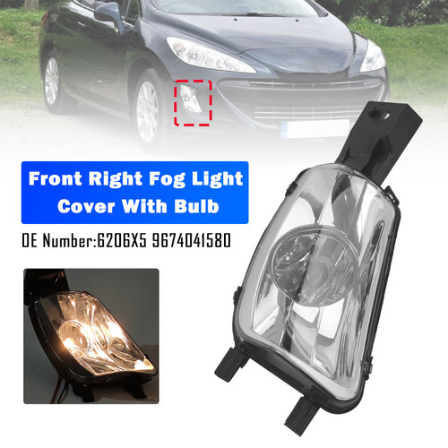 2007-2014 PEUGEOT 308 Front Right Fog Light Cover With Bulb 6206X5 9674041580 Generic
