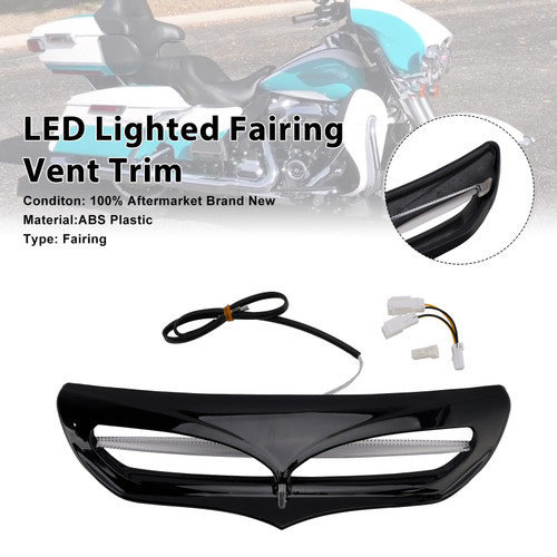 2014-2025 Harley Davidson LED Lighted Fairing Vent Trim Black Generic