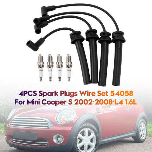 2002-2008 Cooper S 1.6L L4 4PCS Spark Plugs Wire Set 54058 Generic