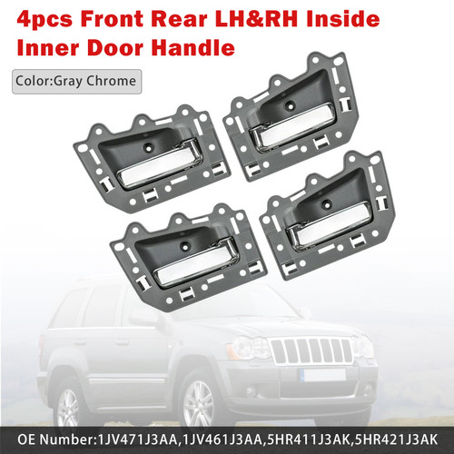 2005-2011 Jeep Grand Cherokee 4pcs Front Rear LH&RH Inside Inner Door Handle Chrome Generic