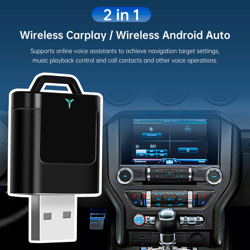 2 in 1 Wireless Apple Carplay Android Auto Adapter USB Car Dongle Connect Box B