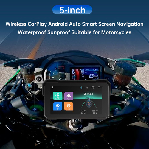 5-inch Wireless CarPlay Android Auto Navigation Waterproof for Motorcycles