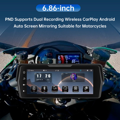 6.86-inch PND Dual Recording Wireless CarPlay Android Auto for Motorcycles