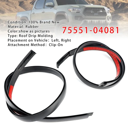 2016-2023 Toyota Tacoma Double CAB 2PCS Roof Drip Molding Left+Right 75551-04081 Generic