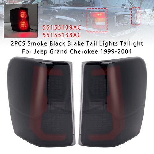 1999-2004 Jeep Grand Cherokee 2PCS Smoke Black Brake Tail Lights Tailight 55155139AC Generic