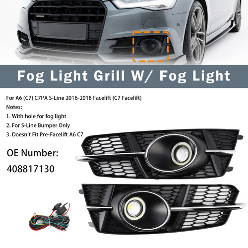 2016-2018 Audi A6 S6 Sline Fog Light Grill Cover Lamp Grille W/ Fog Light 408817130 Generic