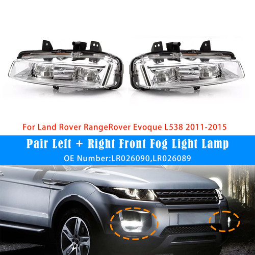 2011-2015 Land Rover Range Rover Evoque L538 Pair Left+Right Front Fog Light Lamp LR026090 LR026089 Generic