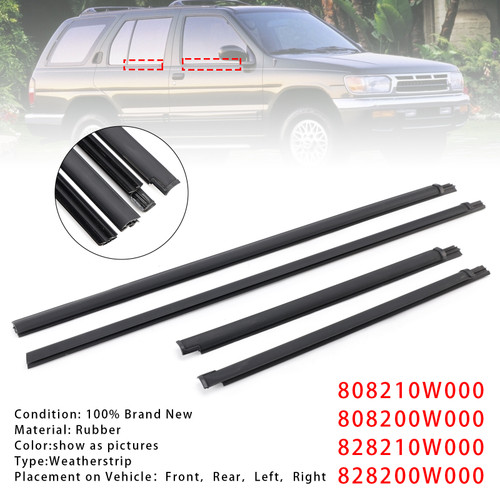 1997-2003 Infiniti QX4/Terrano Regulus 4PCS Weatherstrip Door Belt Seal Out 80821-0W000 Generic