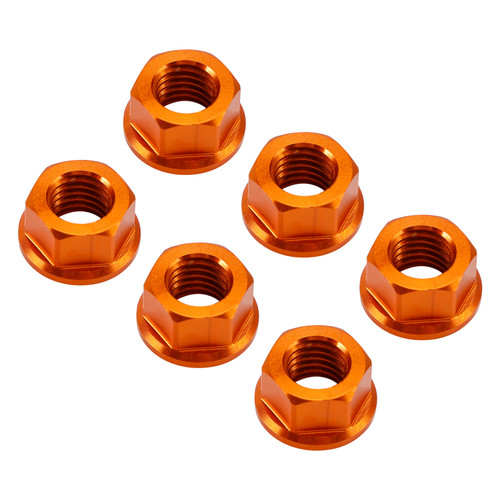 CNC Aluminum Rear Sprocket Carrrier Flange Nuts Set M10x1.5mm Orange