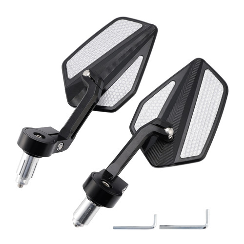 CNC Aluminium Black Bar End Mirror Set 7/8" Universal Fit Rearview Mirrors