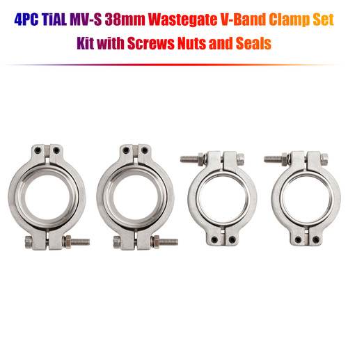 4PC TiAL MV-S 38mm Wastegate V-Band Clamp Set Kit with Screws Nuts and Seals