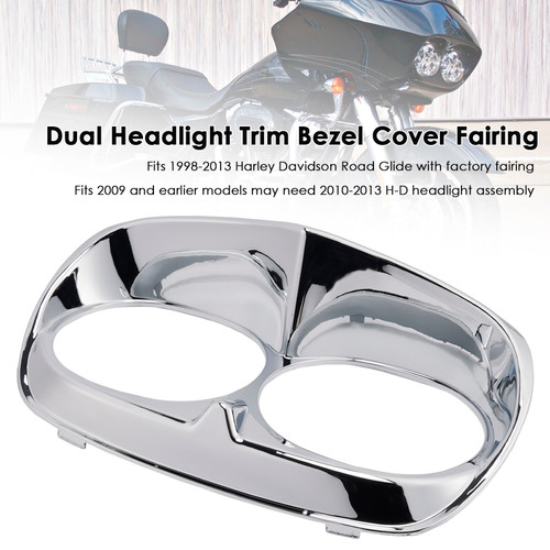 2010-2013 H-D headlight assembly Dual Headlight Trim Bezel Cover Fairing Chrome Generic