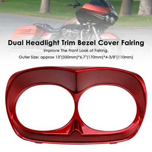 2010-2013 H-D headlight assembly Dual Headlight Trim Bezel Cover Fairing Red Generic