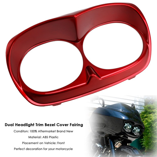 2010-2013 H-D headlight assembly Dual Headlight Trim Bezel Cover Fairing Red Generic