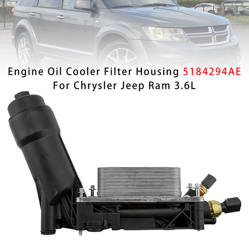 2014-2016 Jeep Cherokee V6 3.6L Engine Oil Cooler Filter Housing 5184294AE Generic