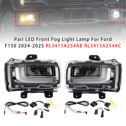 2024-2025 Ford F150 Pair LED Front Fog Light Lamp RL3415A254AB