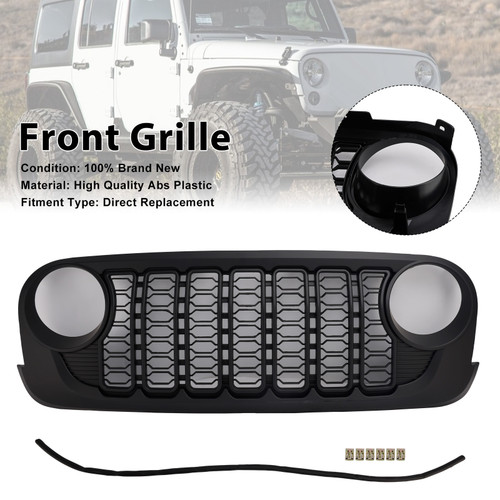 2007-2018 Jeep Wrangler JK JKU Unlimited 2 & 4 Door Front Bumper Grille Black Generic