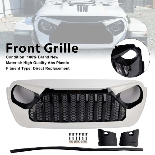 2018-2023 Jeep Wrangler JL JT White & Black Front Vader Grille Bumper Generic