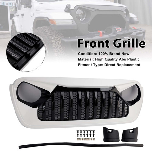 2018-2023 Jeep Wrangler JL JT White & Black Front Vader Grille Bumper Generic