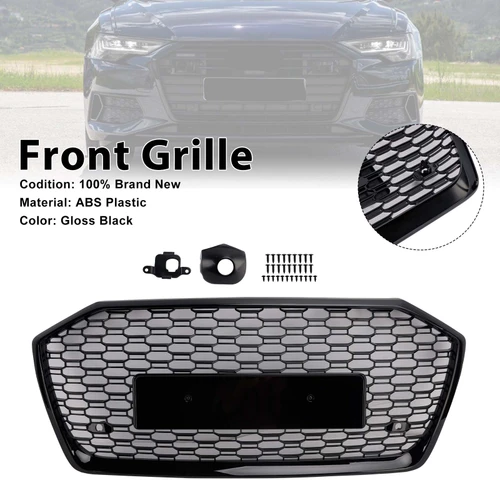 2019-2023 Audi A6 C8/ Sline/ S6 Without ACC RS6 Style Honeycomb Mesh Front Grille Generic