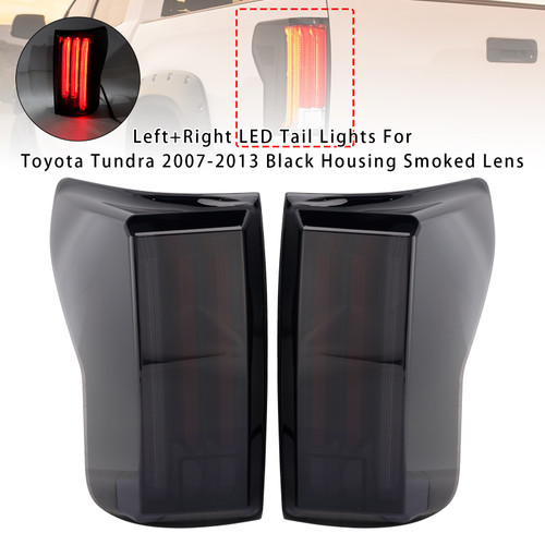 2007-2013 Toyota Tundra Left+Right LED Tail Lights Black Housing Smoked Lens Generic