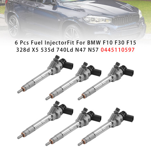 2014-2018 BMW F10 F30 F15 328d X5 535d 740Ld N47 N57 6Pcs Fuel Injector 0445110597 Generic